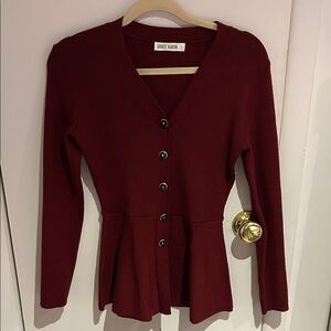 Grace Karin Deep Red Peplum Cardigan
